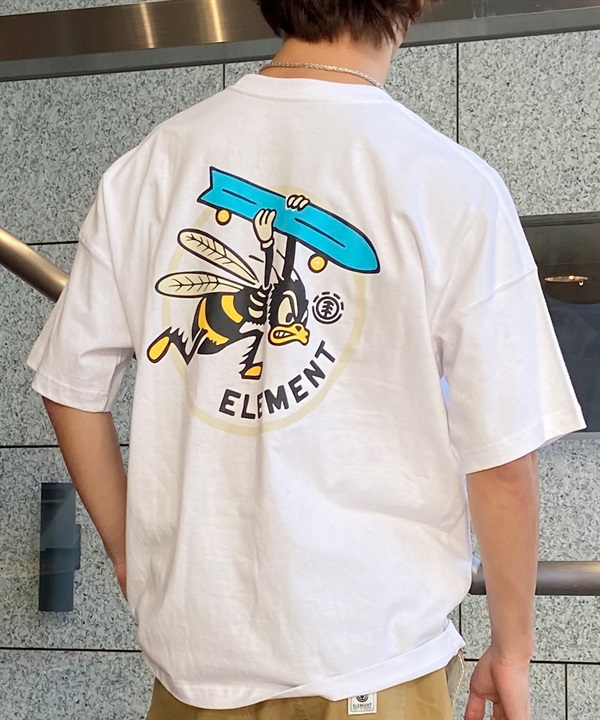 【マトメガイ対象】ELEMENT エレメント メンズ Tシャツ 半袖 バックプリント ビッグシルエット クルーネック BE02A-210