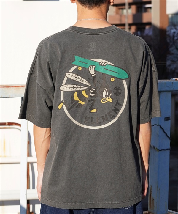 【マトメガイ対象】ELEMENT エレメント メンズ Tシャツ 半袖 バックプリント ビッグシルエット クルーネック BE02A-210