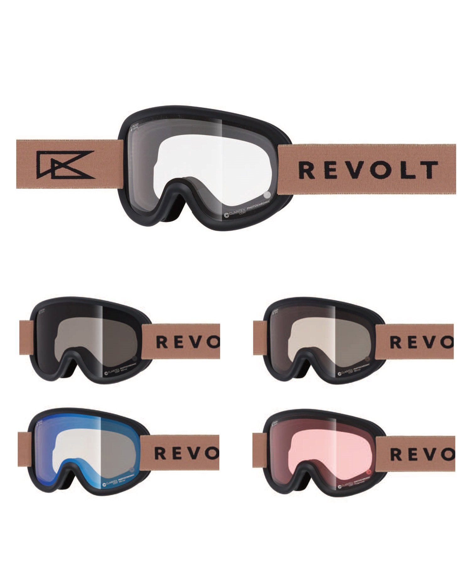 REVOLT リボルト スノーボード ゴーグル ユニセックス 調光レンズ 平面レンズ SUPER LIGHT FRAME R25MBK ムラサキスポーツ 24-25モデル LL J17