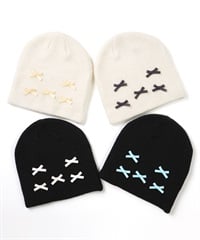 6KNOT シックスノット スノーボード ビーニー レディース ニット帽 MINI BOW BEANIE ムラサキスポーツ 24-25モデル LX J24(BKWH-ONESIZE)