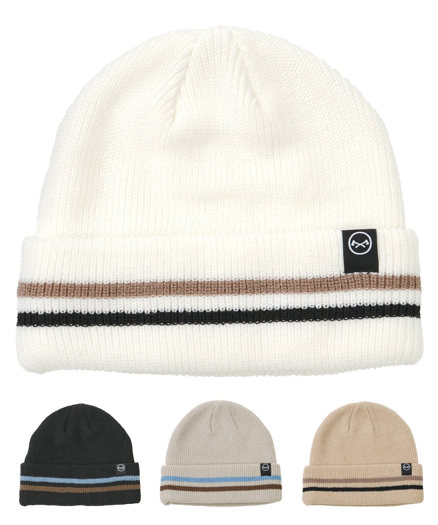 ANTHEM アンセム スノーボード ビーニー ユニセックス ニット帽 STRIPES BEANIE ムラサキスポーツ 24-25モデル LX J10(WHITE-ONESIZE)