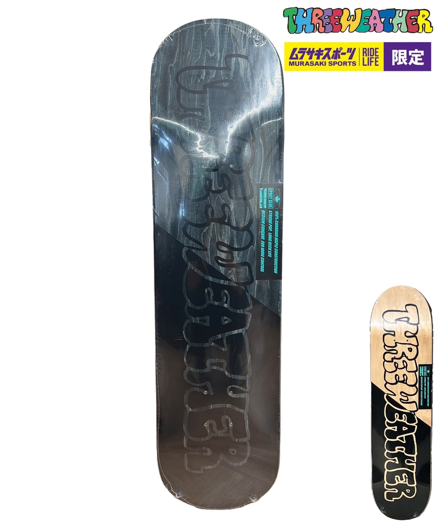 スケートボード デッキ THREE WEATHER スリーウェザー デッキ 8.0～8.12inch TEAM DECK TWTDKK 大人(BK-8.12inch)