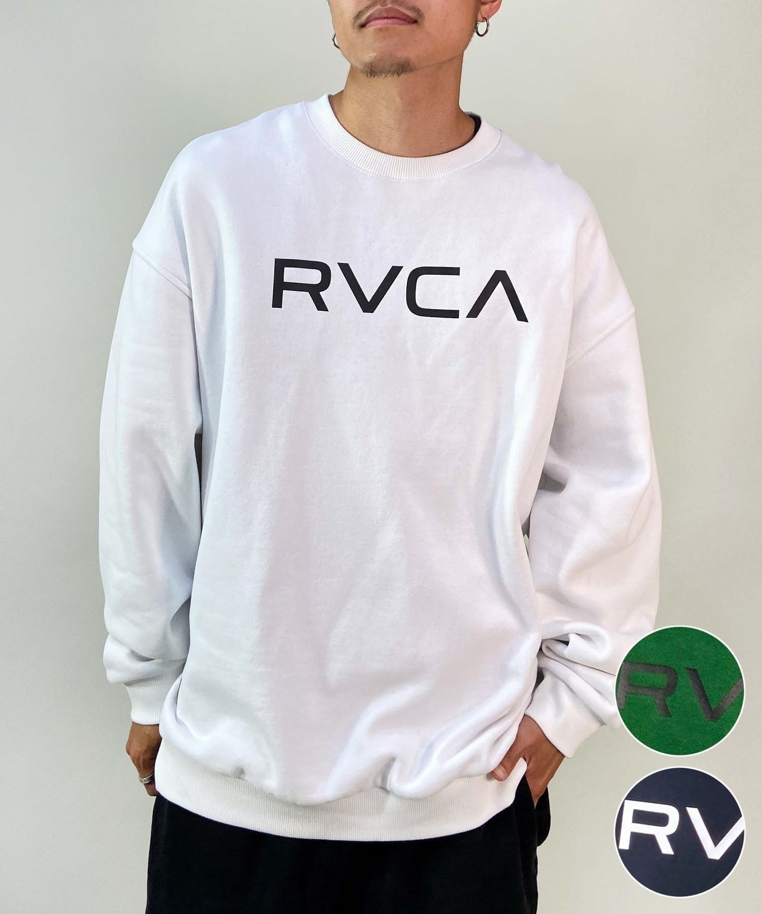 【クーポン対象】RVCA/ルーカ BIG RVCA CR メンズ トレーナー クルーネック スウェット オーバーサイズ 裏起毛 BD042-151(BLK-S)