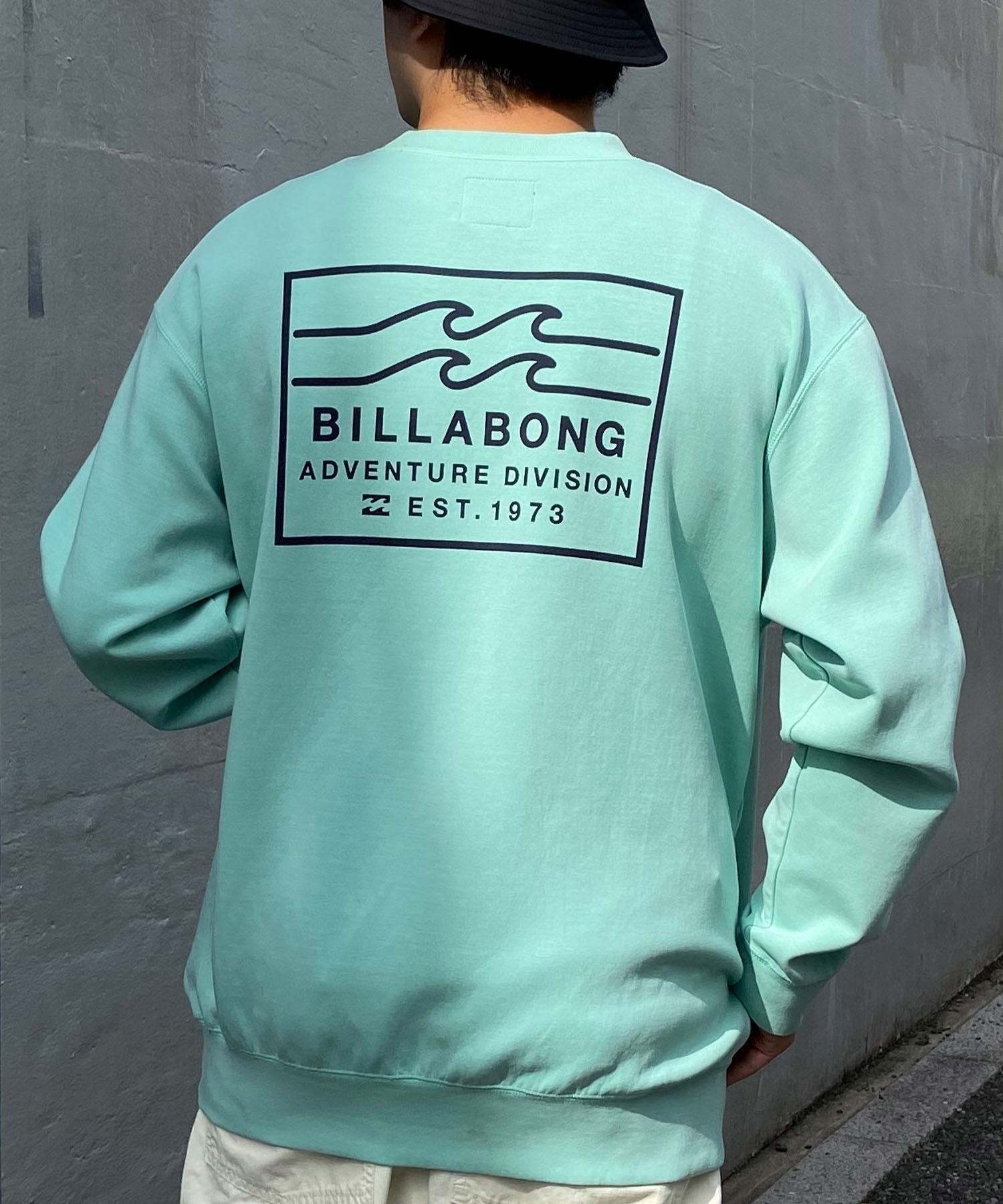 BILLABONG ビラボン メンズ トレーナー クルーネック スウェット ヴィンテージ風 バックプリント 薄手 サイドポケット BE011-002(SAG-M)