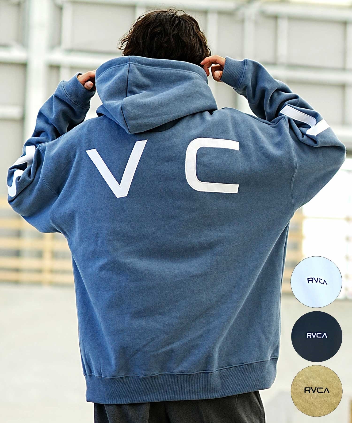 RVCA/ルーカ メンズ プルオーバーパーカー バックプリント ルーズ