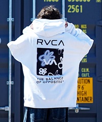 RVCA/ルーカ メンズ スクエア ロゴ オーバーサイズ クルーネック パーカー BD042-162(WHT-S)