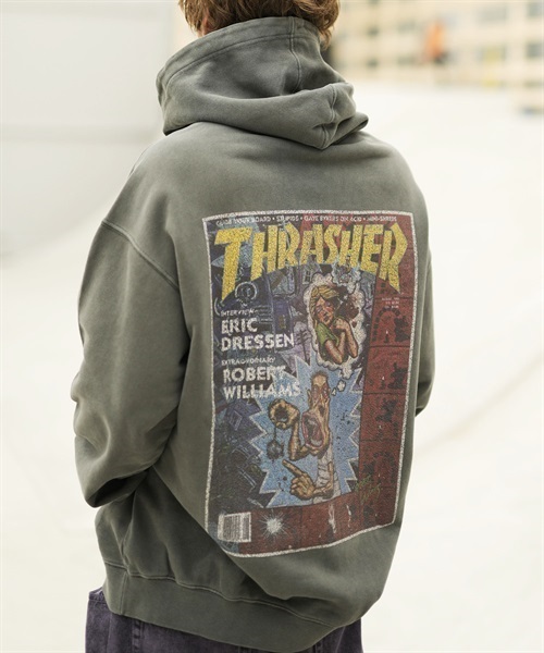 THRASHER/スラッシャー パーカー ピグメント染 カスレバックプリント