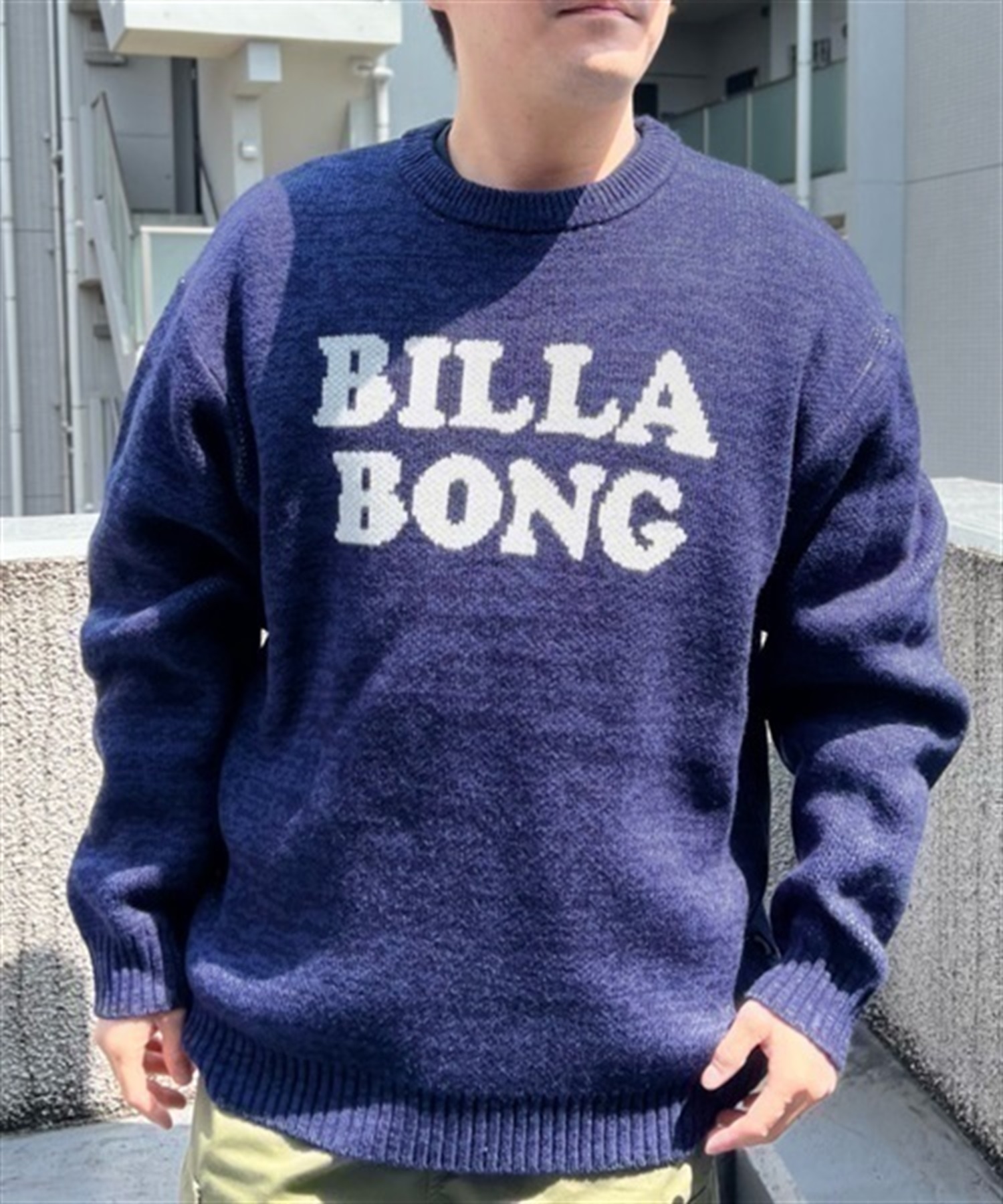 BILLABONG/ビラボン アクリルニット セーター クルーネック ニットトレーナー BD012-601(NVY-M)