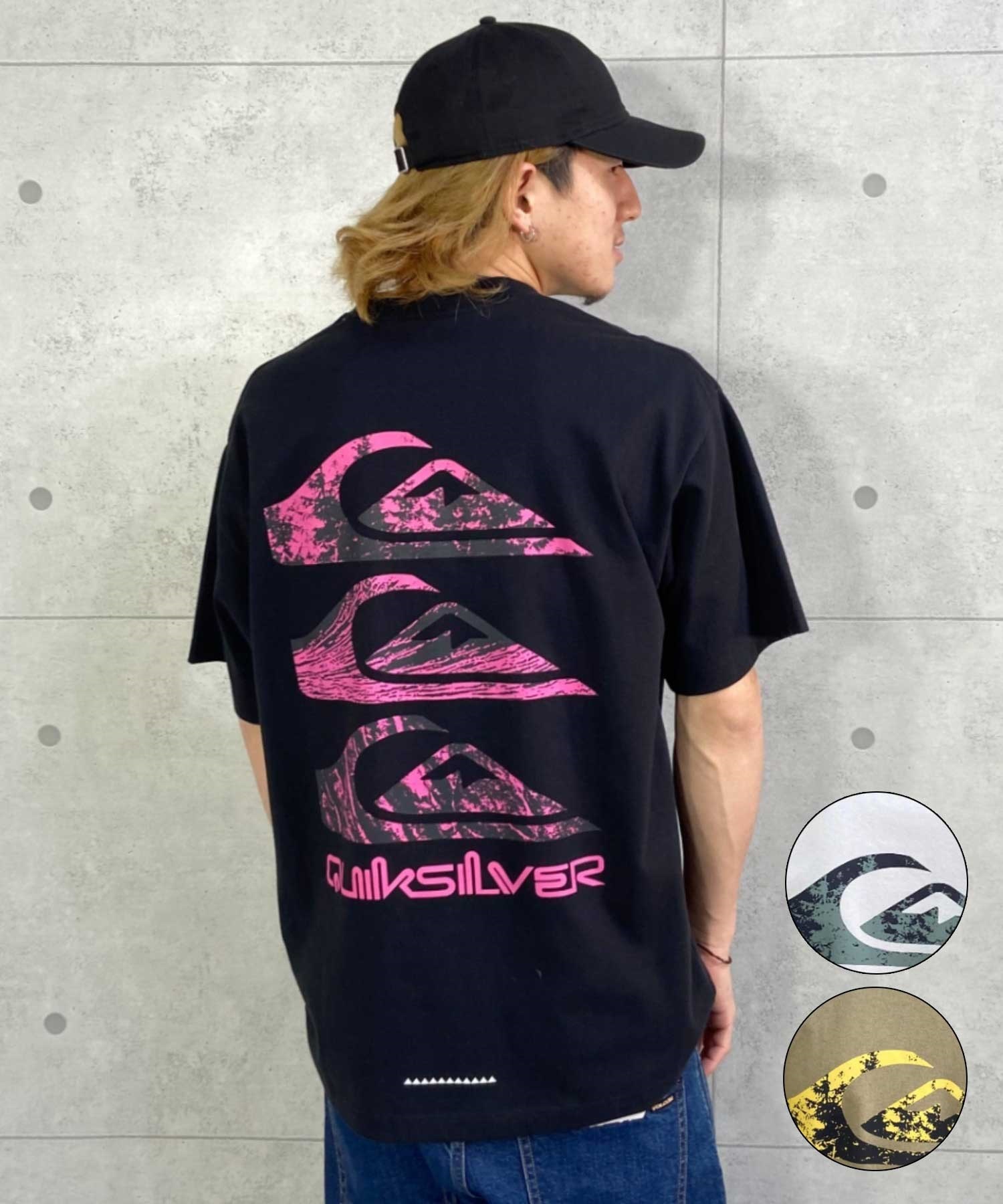 QUIKSILVER クイックシルバー QST221034 メンズ 半袖 Tシャツ バックプリント ルーズシルエット(BLK-M)