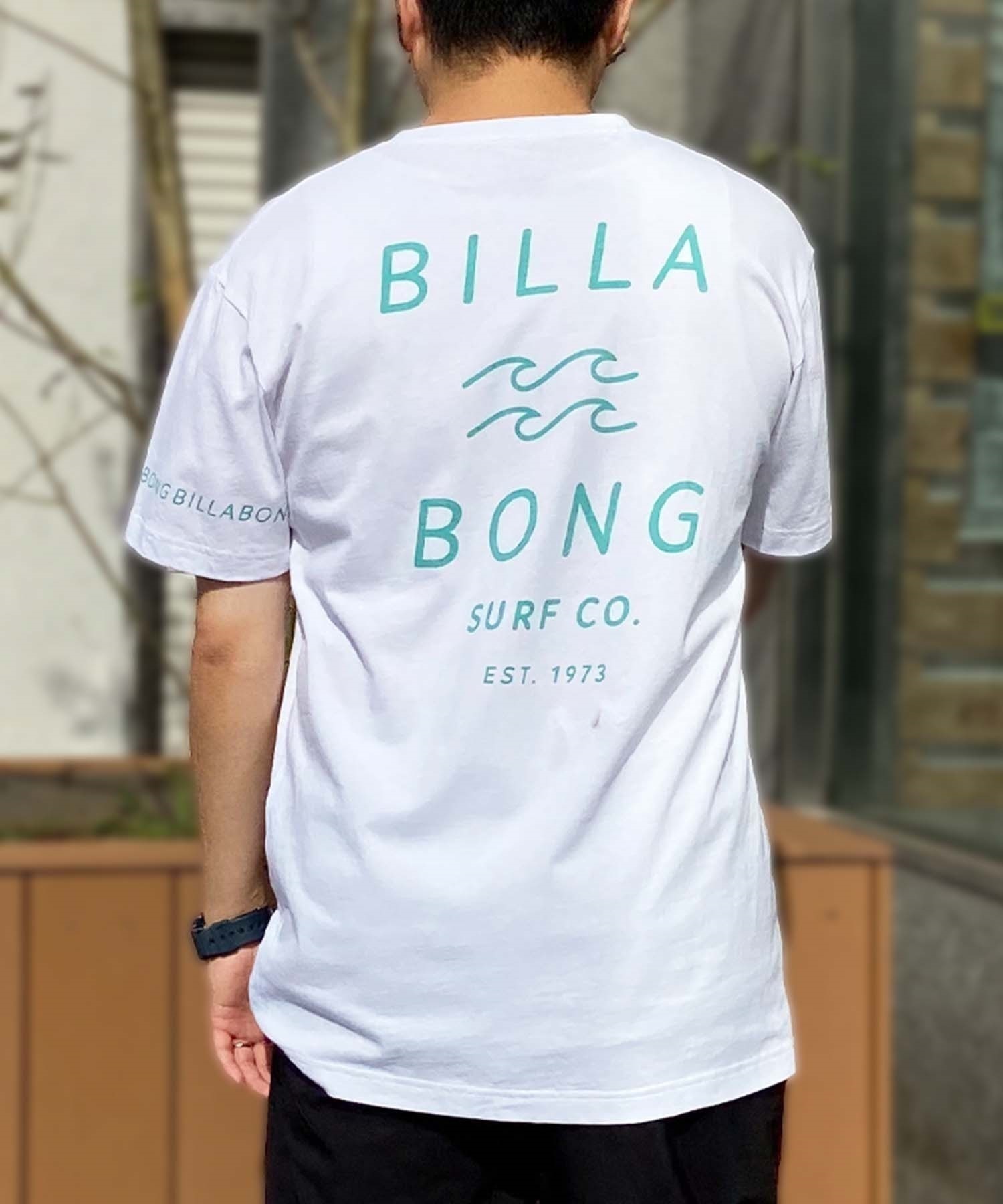【クーポン対象】BILLABONG ビラボン メンズ バックプリントTシャツ ロゴT 半袖 BE011-204(WHT-S)