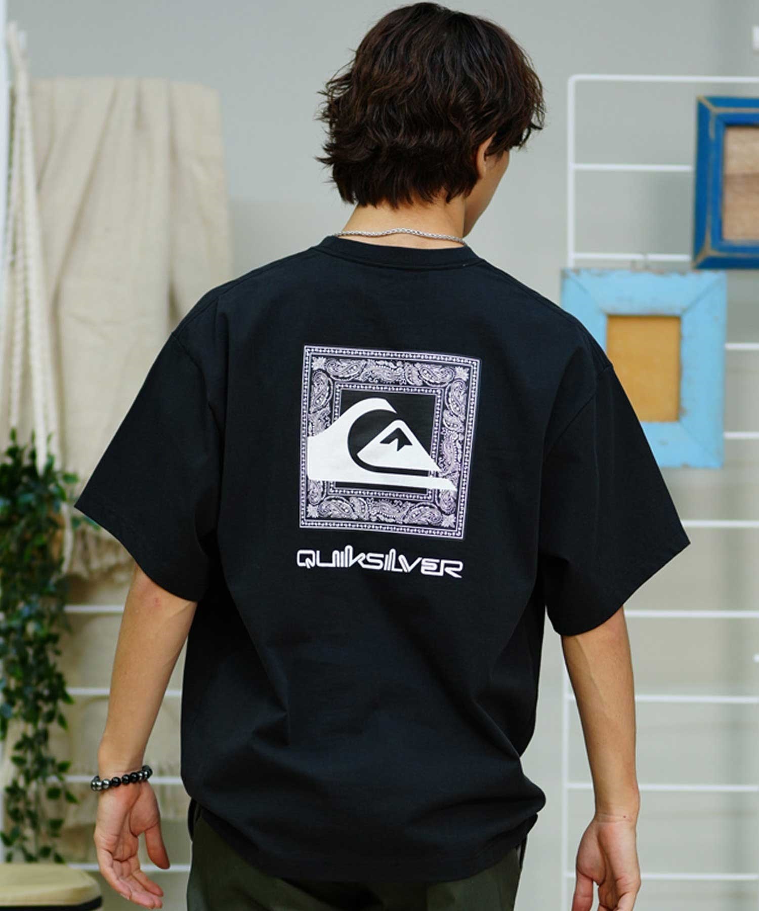 QUIKSILVER クイックシルバー QST241624M メンズ Tシャツ 半袖 ルーズフィット ムラサキスポーツ限定(BLK1-M)