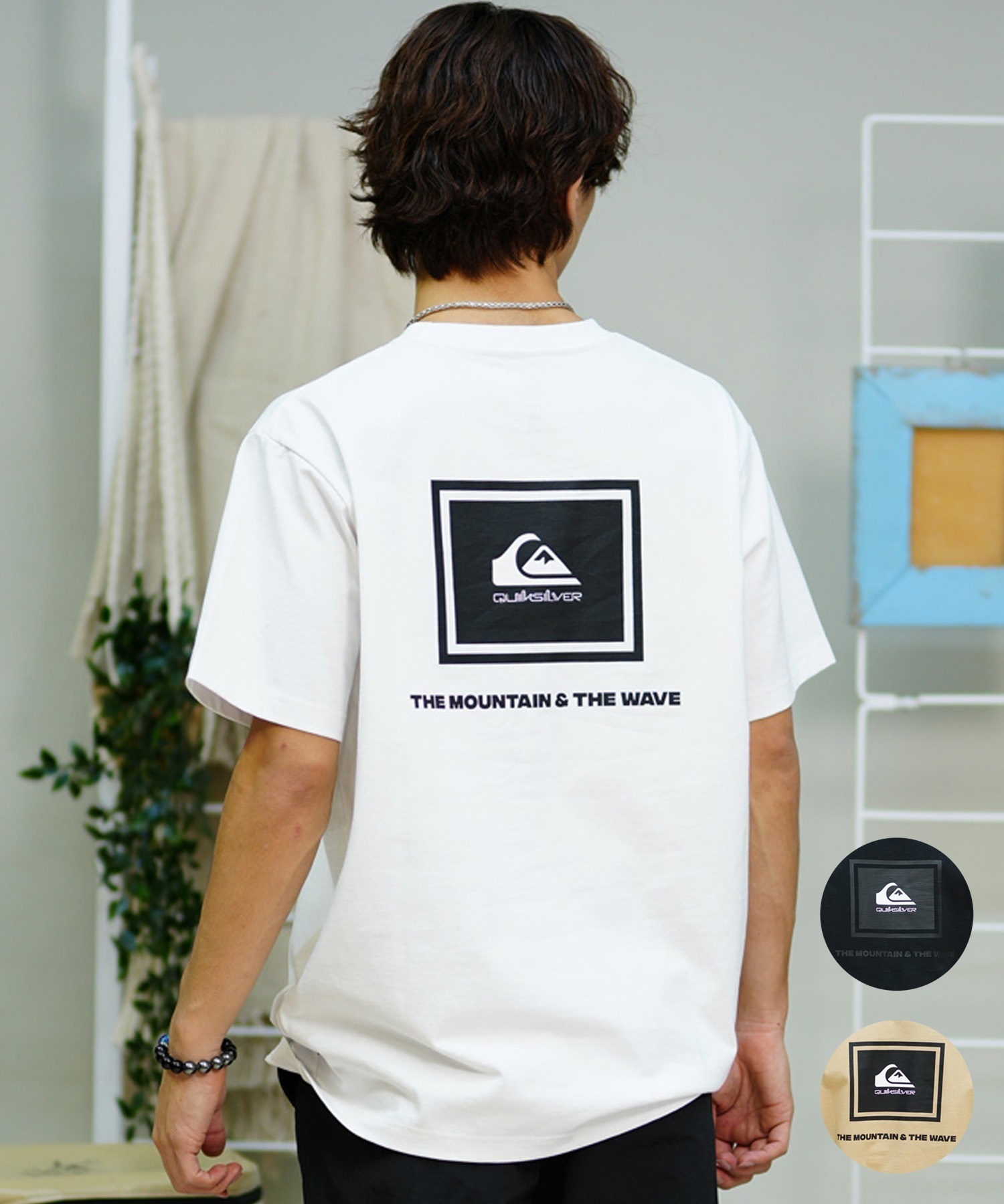 【ムラサキスポーツ限定】 QUIKSILVER クイックシルバー メンズ 半袖 Tシャツ ボックスロゴ バックプリント QST241625M(WHT-M)