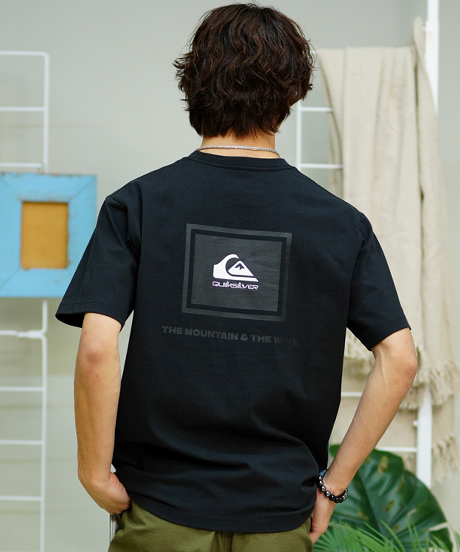 【ムラサキスポーツ限定】 QUIKSILVER クイックシルバー メンズ 半袖 Tシャツ ボックスロゴ バックプリント QST241625M(BLK-M)