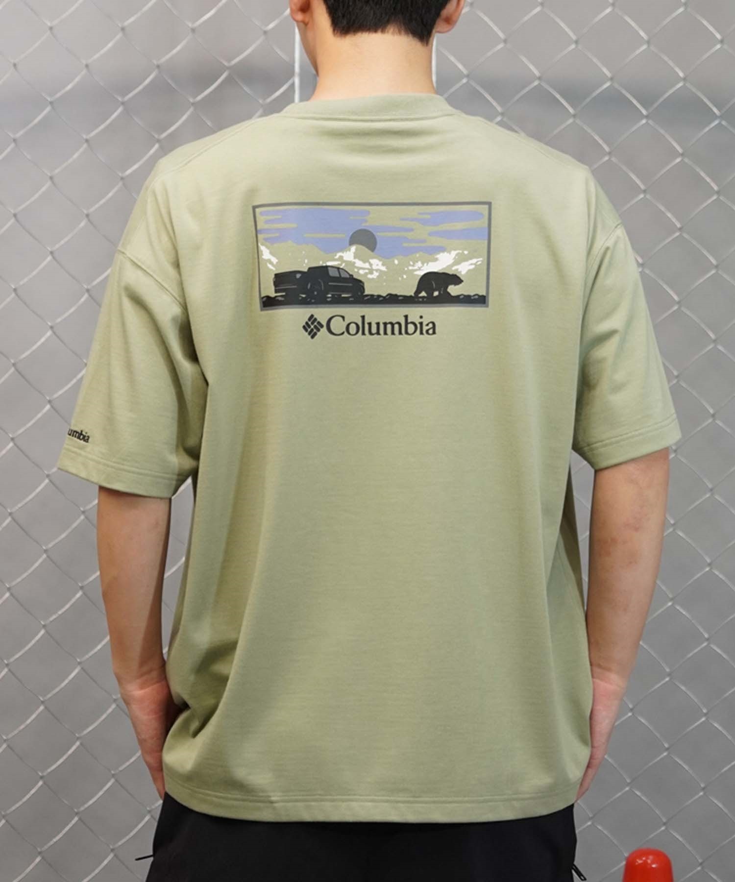 【ムラサキスポーツ限定】columbia コロンビア メンズ オーバーサイズ Tシャツ 半袖T UVケア バックプリント PM4502(348-M)