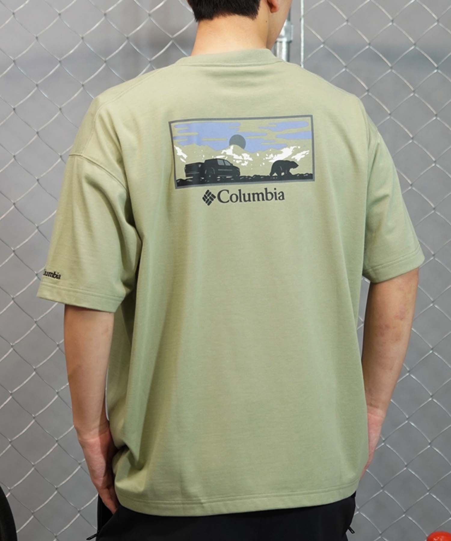 【ムラサキスポーツ限定】columbia コロンビア メンズ オーバーサイズ Tシャツ 半袖T UVケア バックプリント PM4502(348-M)