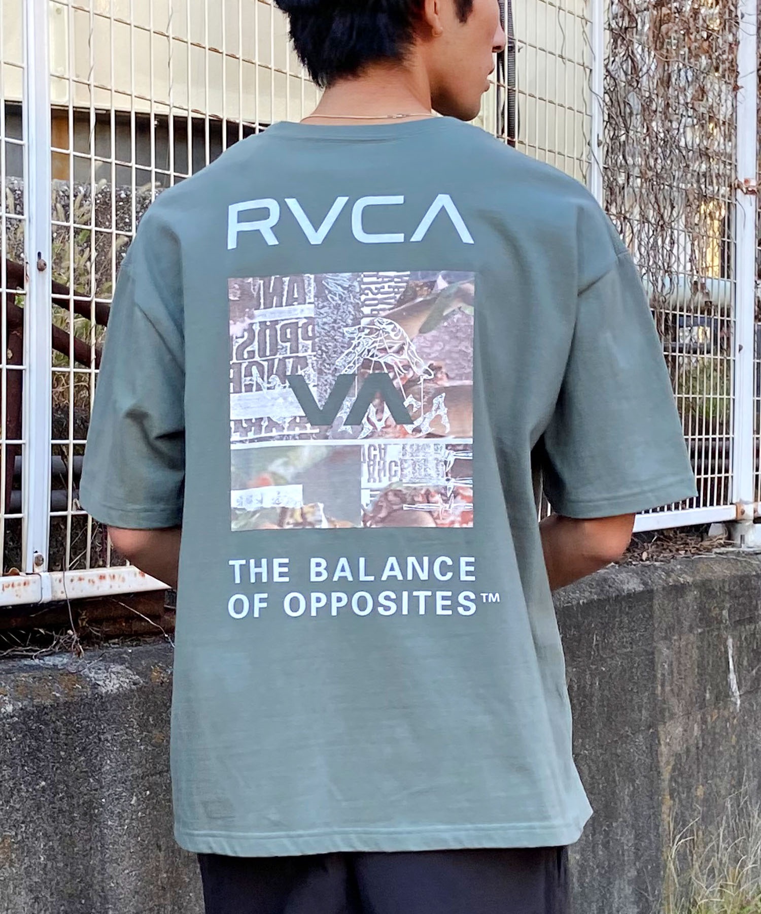 【クーポン対象】RVCA ルーカ THRASHED BOX RVCA TEE メンズ 半袖 Tシャツ バックプリント スクエアロゴ オーバーサイズ BE041-224(GNB0-S)