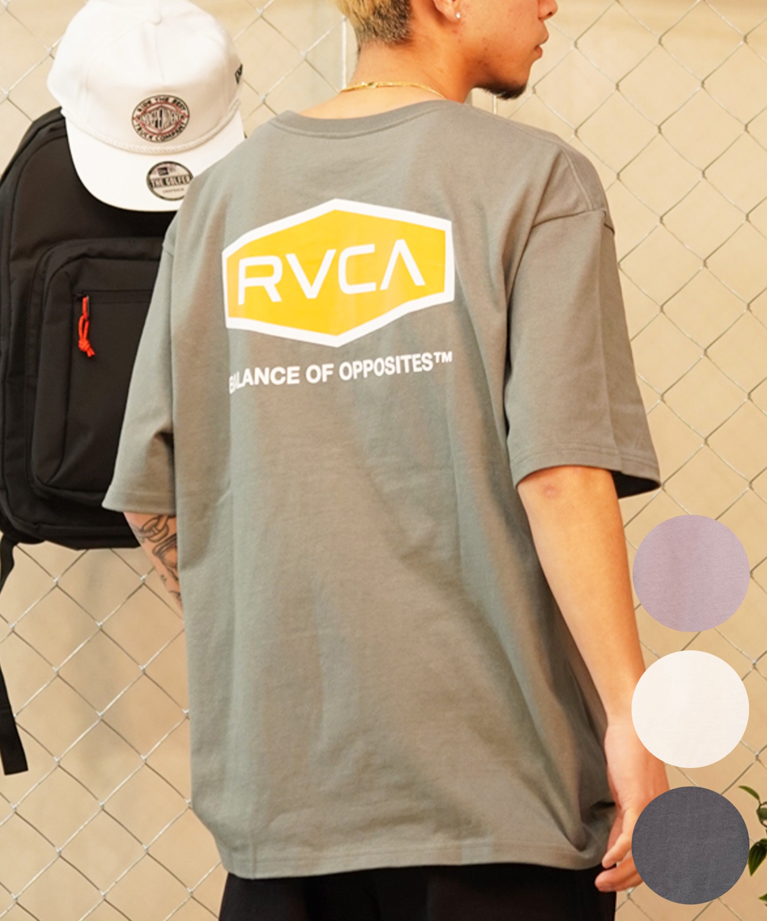 【クーポン対象】RVCA ルーカ HEX BOX TEE メンズ 半袖 Tシャツ バックプリント ロゴ オーバーサイズ BE041-225(GNB1-S)