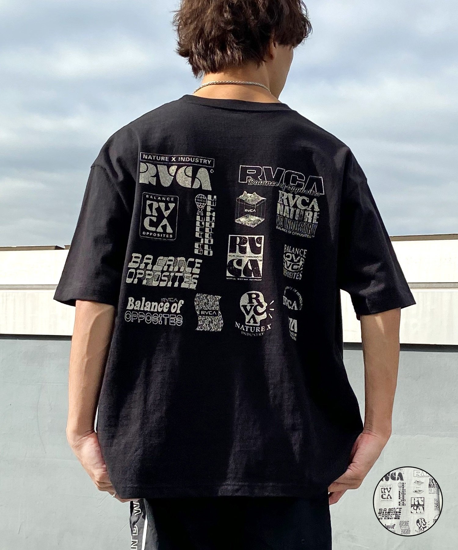 RVCA ルーカ メンズ 半袖 Tシャツ バックプリント ロゴ オーバーサイズ BE041-238(BLK-S)