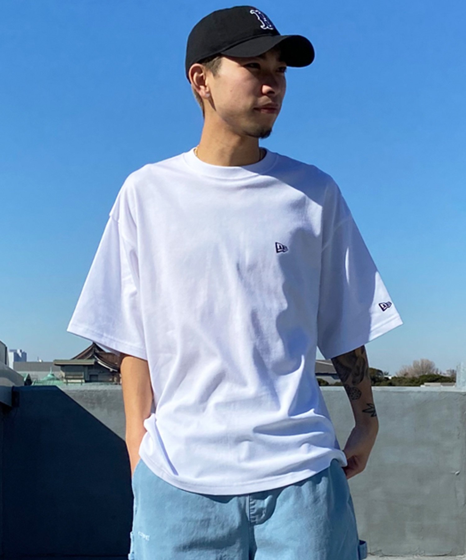 【ムラサキスポーツ限定】 NEW ERA ニューエラ メンズ 半袖 Tシャツ オーバーサイズ バックプリント 吸汗速乾 ホワイト 14334735(WHI-M)