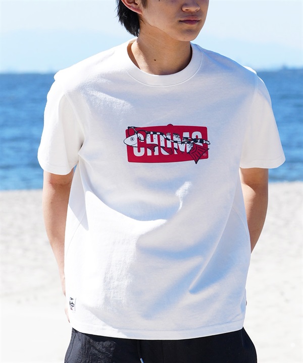 CHUMS チャムス メンズ Tシャツ 半袖 クリーンリバー 川モチーフ 魚モチーフ バックプリント クルーネック CH01-2350