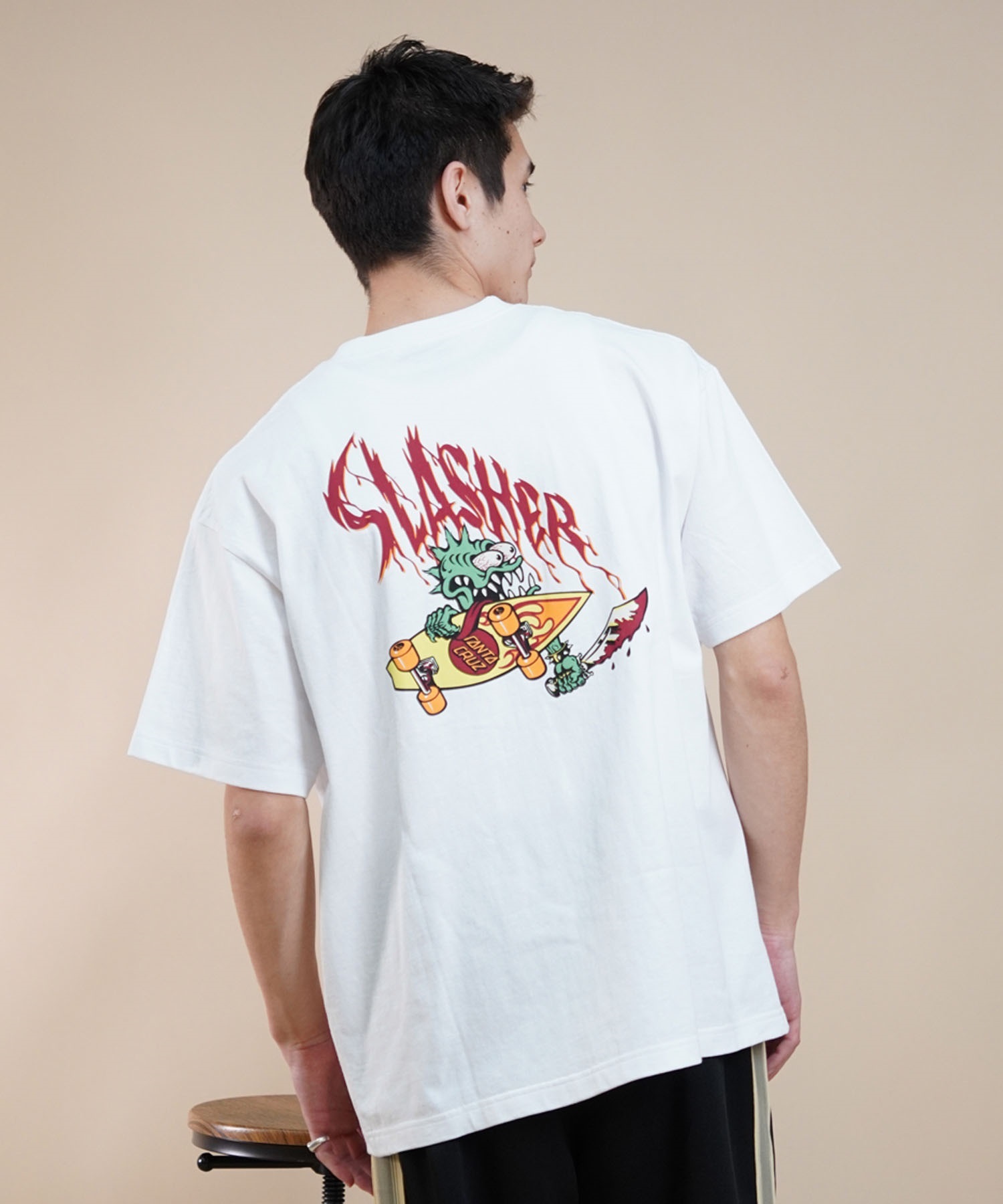 【ムラサキスポーツ限定】SANTACRUZ サンタクルーズ メンズ 半袖Tシャツ バックプリント 502241410(WHITE-M)