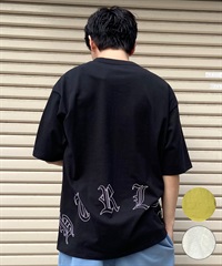 Hurley ハーレー メンズ 半袖 Tシャツ オーバーサイズ オールドイングリッシュ ロゴ バックプリント MSS2411024(BLK-M)