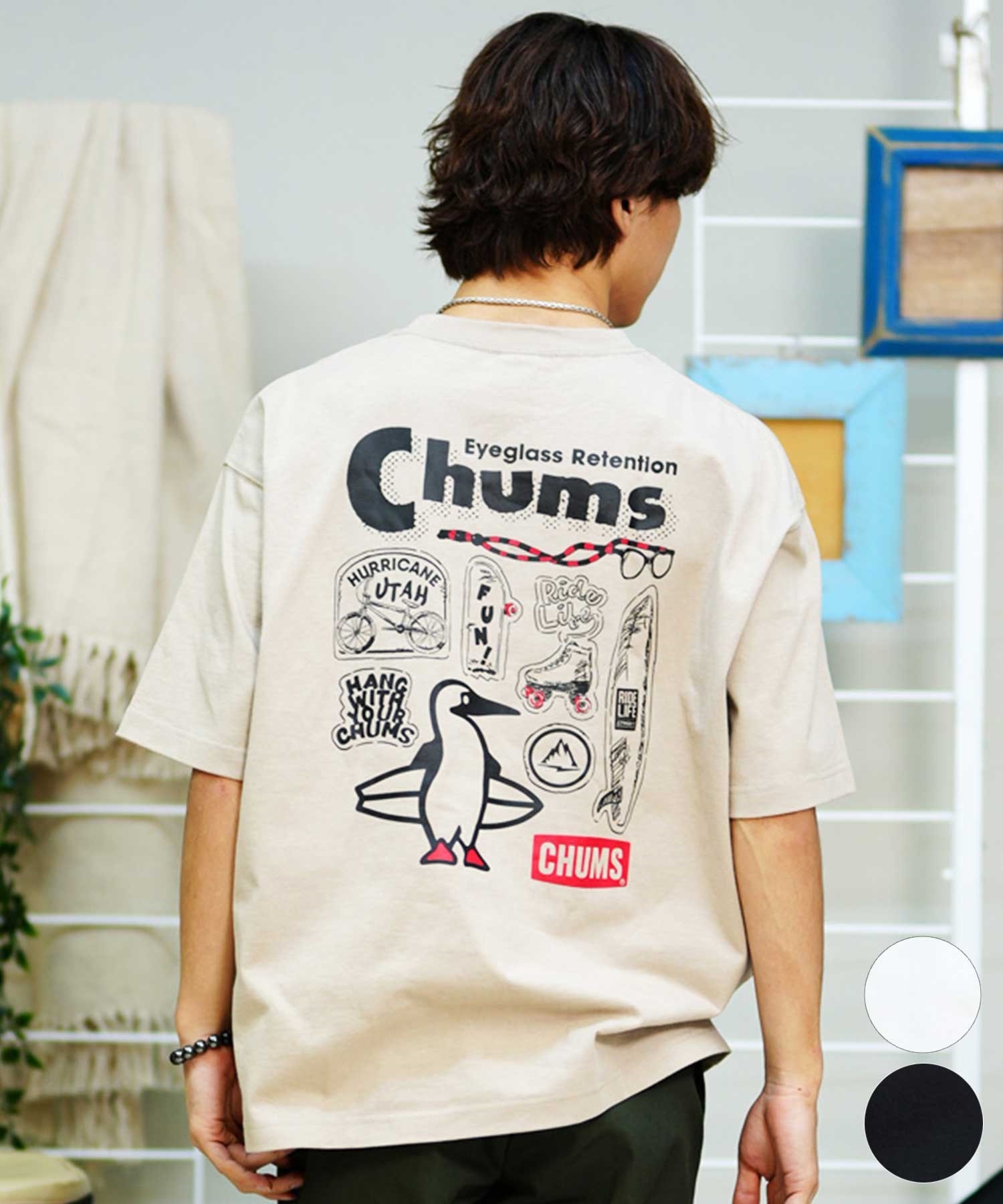 CHUMS チャムス メンズ 半袖 Tシャツ アーカイブ デザイン ヘビー コットン CH01-2413 ムラサキスポーツ限定(W001-S)