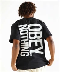 OBEY オベイ メンズ 半袖 Tシャツ バックプリント リラックスシルエット コットン OBEY NOTHING 166913719(VBLK-M)