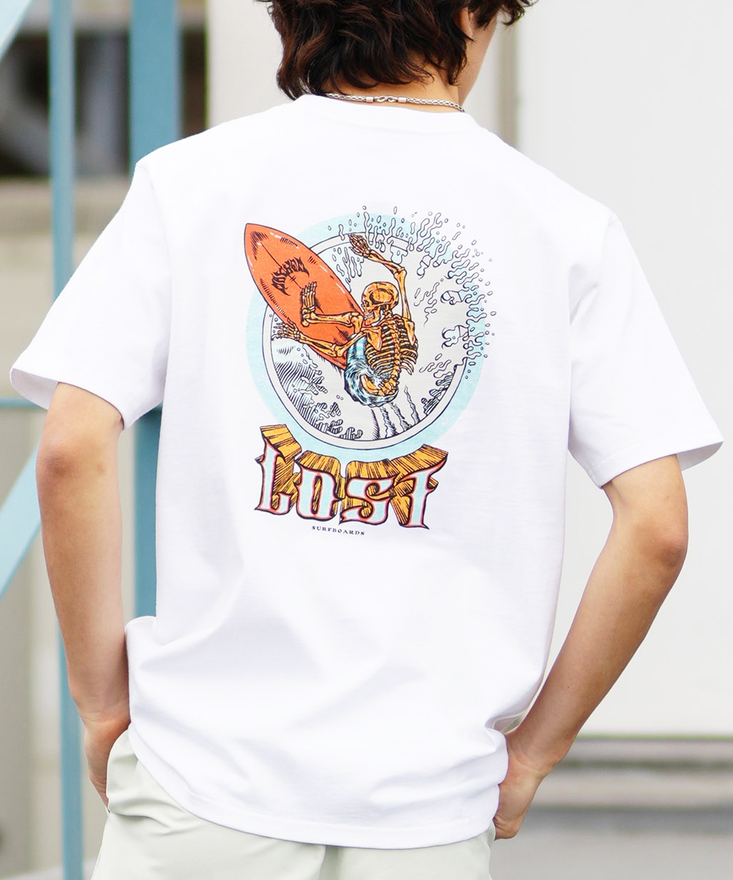 【ムラサキスポーツ限定】LOST ロスト メンズ Tシャツ 半袖 バックプリント AXIS-24SS L24SS-I(WHT-M)