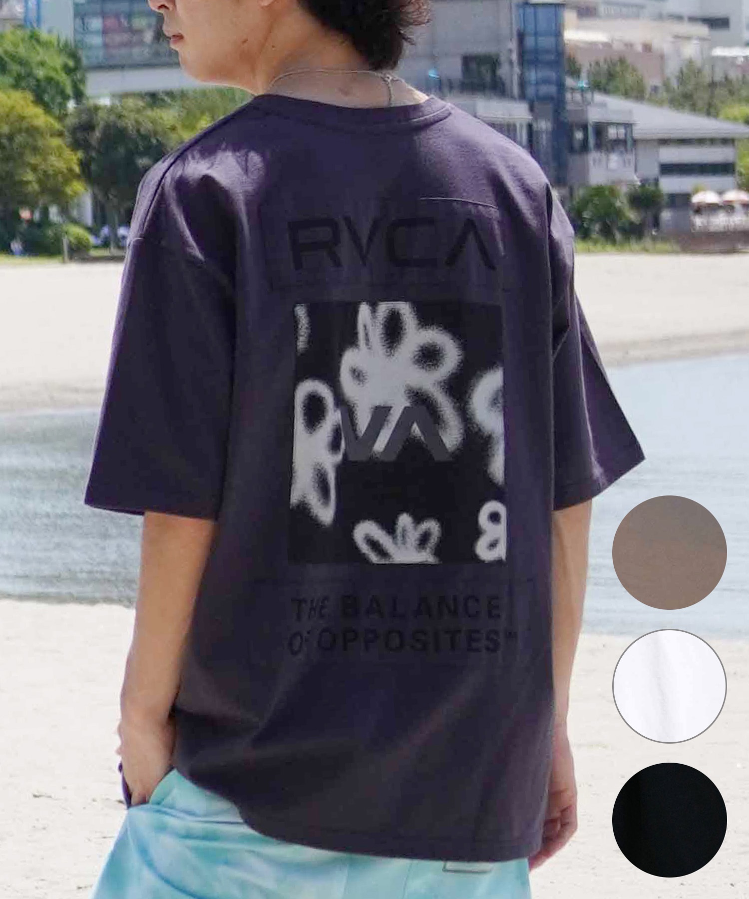 RVCA ルーカ メンズ Tシャツ 半袖 バックプリント オーバーサイズ BE04A-P21 ムラサキスポーツ限定(KHA-S)