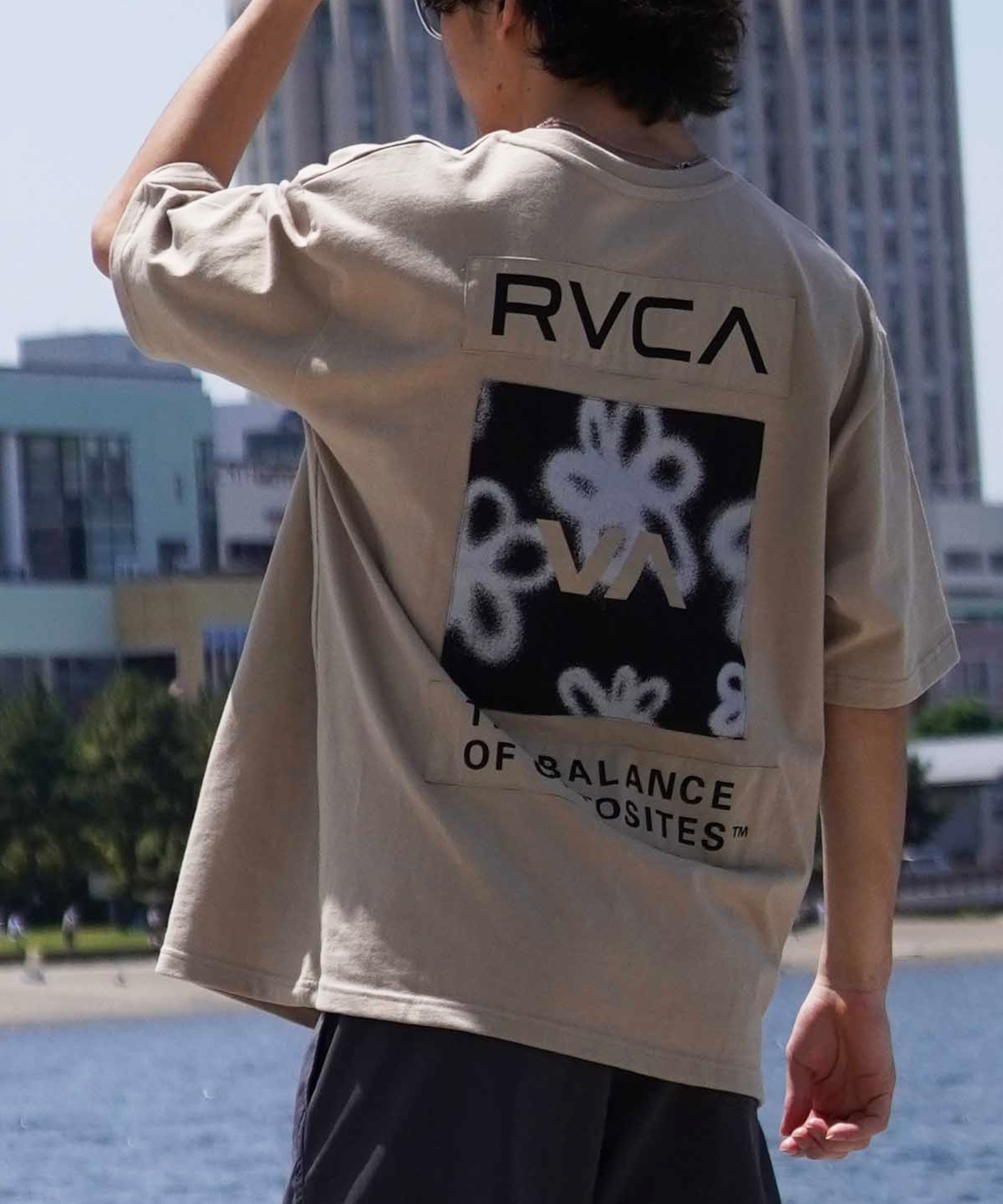 RVCA ルーカ メンズ Tシャツ 半袖 バックプリント オーバーサイズ BE04A-P21 ムラサキスポーツ限定(KHA-S)