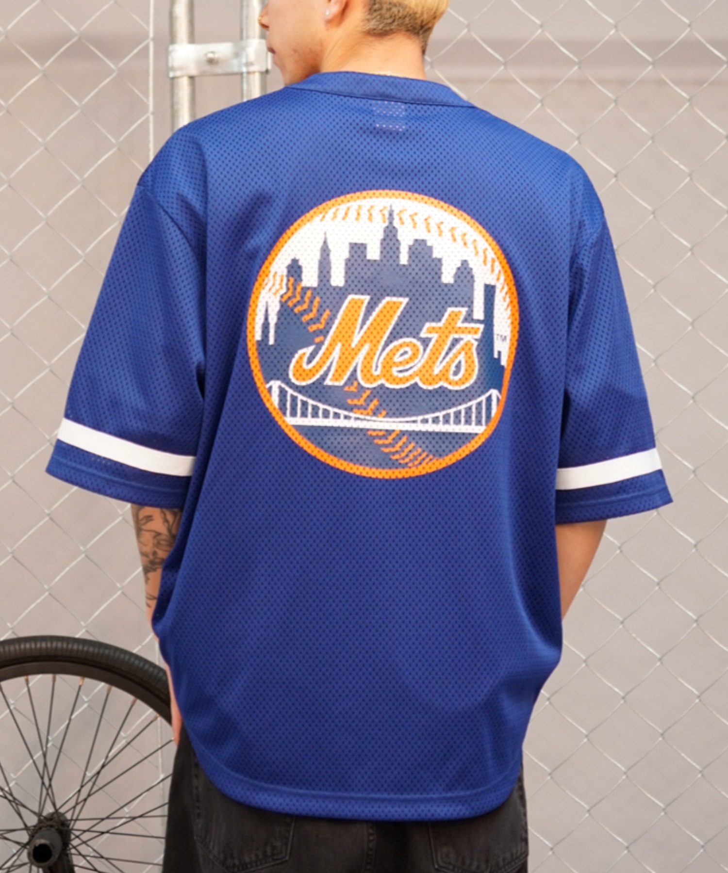 Fanatics ファナティクス メンズ 半袖 Tシャツ ゲームシャツ メッシュ MLB ニューヨーク・メッツ ML2124SS0002 ムラサキスポーツ限定(BLUE-M)