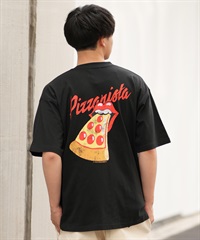 PIZZANISTA ピッザニスタ 半袖 Tシャツ メンズ ユニセックス カスレプリント PNTM242-03 ムラサキスポーツ限定(BK-M)