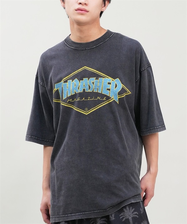 THRASHER スラッシャー メンズ 半袖 Tシャツ ブランドロゴ ピグメント加工 THMM-24SMSST01 ムラサキスポーツ限定