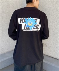 FORGET NEVER/フォーゲットネバー メンズ ロゴロンT バックロゴ クルーネック長袖Tee 234OO1LT117FN ムラサキスポーツ別注(BLK-M)