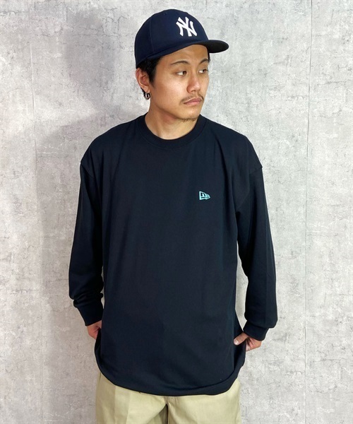 NEW ERA ニューエラ 13697255 メンズ 長袖 Tシャツ バックプリント KK1 B27(BLK-M)