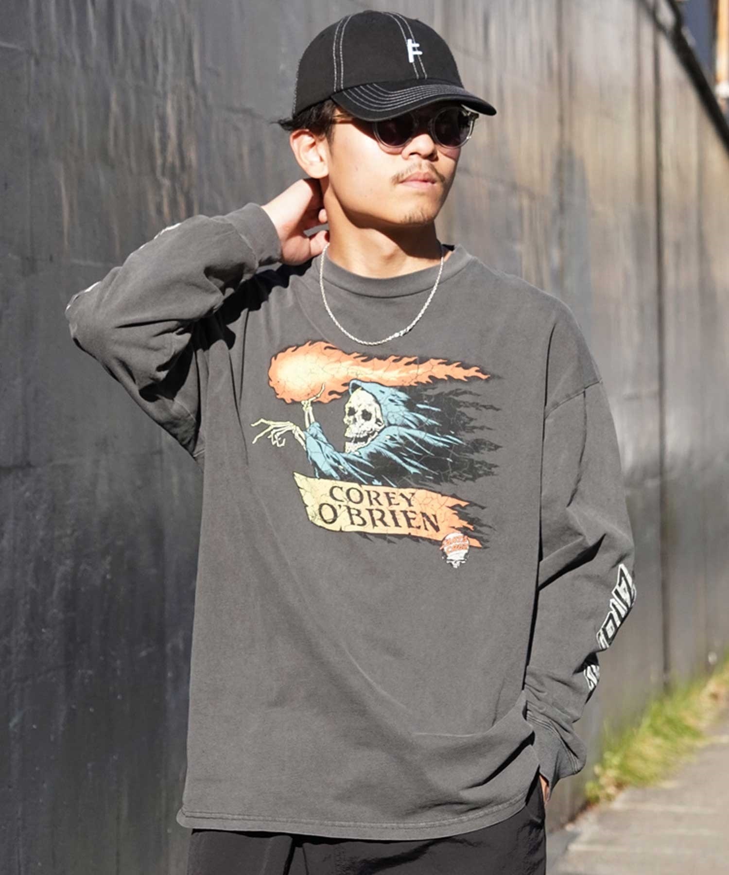 SANTACRUZ サンタクルーズ ロンT フロントプリント ヴィンテージライク 502241403 メンズ 長袖 Tシャツ ムラサキスポーツ限定(P.BLK-M)