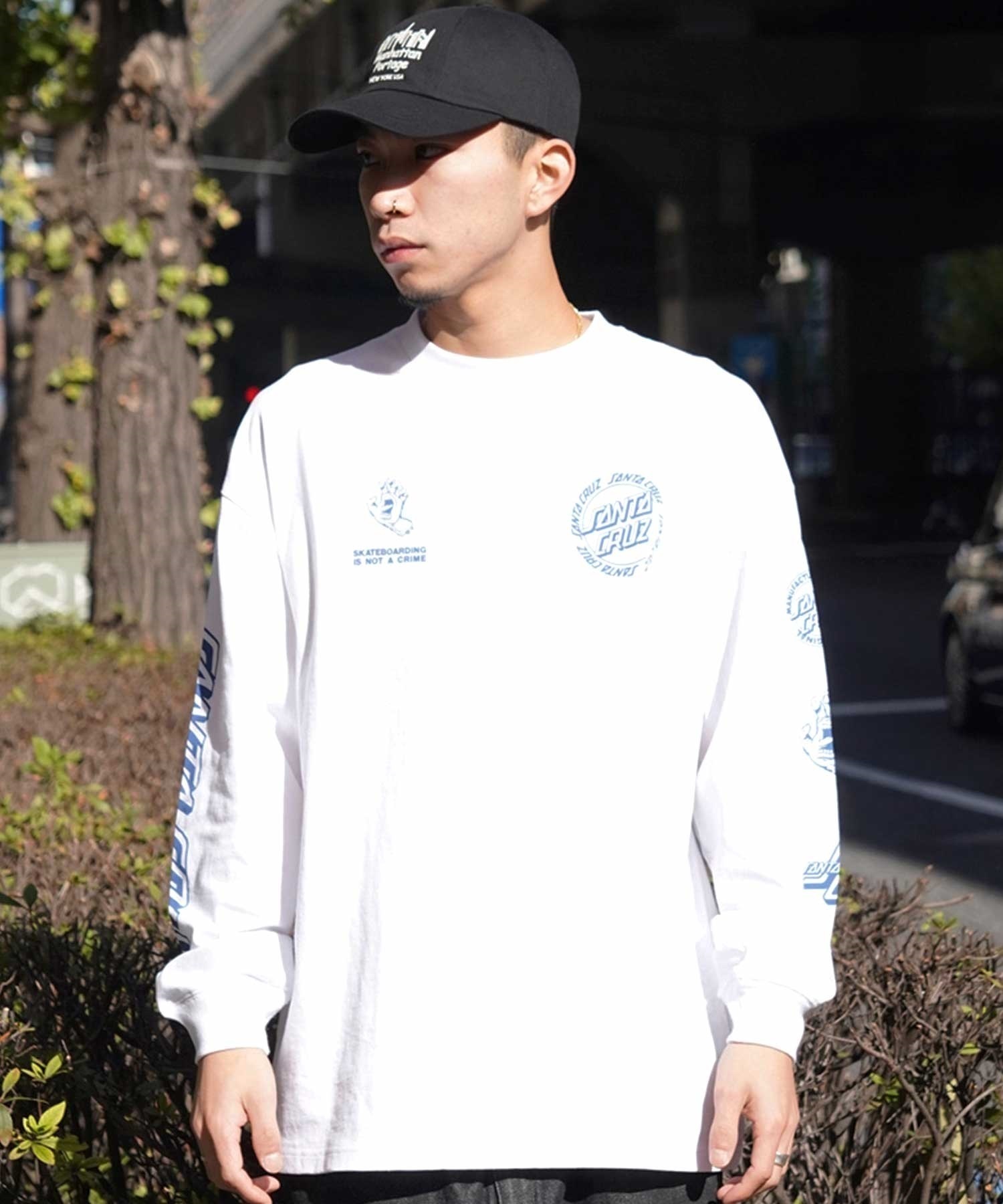 【ムラサキスポーツ限定】 SANTACRUZ サンタクルーズ ロンT ロゴプリント 502241406 メンズ 長袖 Tシャツ(WHITE-M)