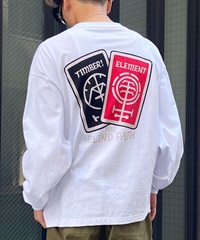 ELEMENT エレメント メンズ 長袖 Tシャツ ロンT ビッグロゴ バックプリント ルーズシルエット ストリート BE021-055(WHT-M)