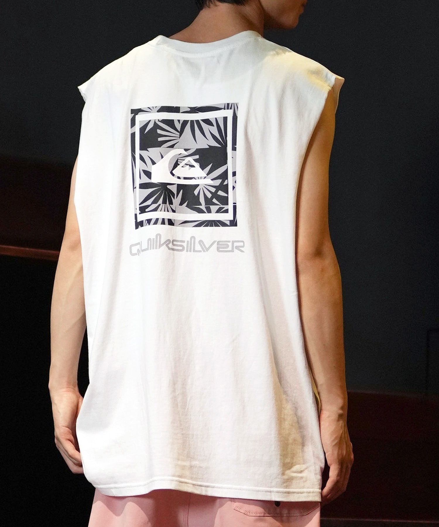 QUIKSILVER クイックシルバー タンクトップ メンズ カットオフ バックプリント クルーネック QSL242615M ムラサキスポーツ限定(WHT-M)