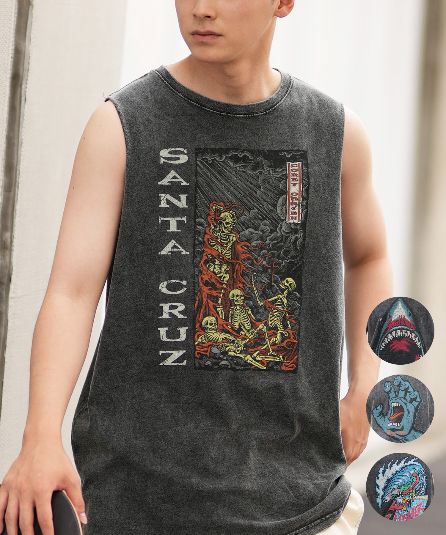 SANTACRUZ サンタクルーズ タンクトップ メンズ バックプリント ピグメント Pigment Bleach Tank Top 502242407 ムラサキスポーツ限定(SHARK-M)