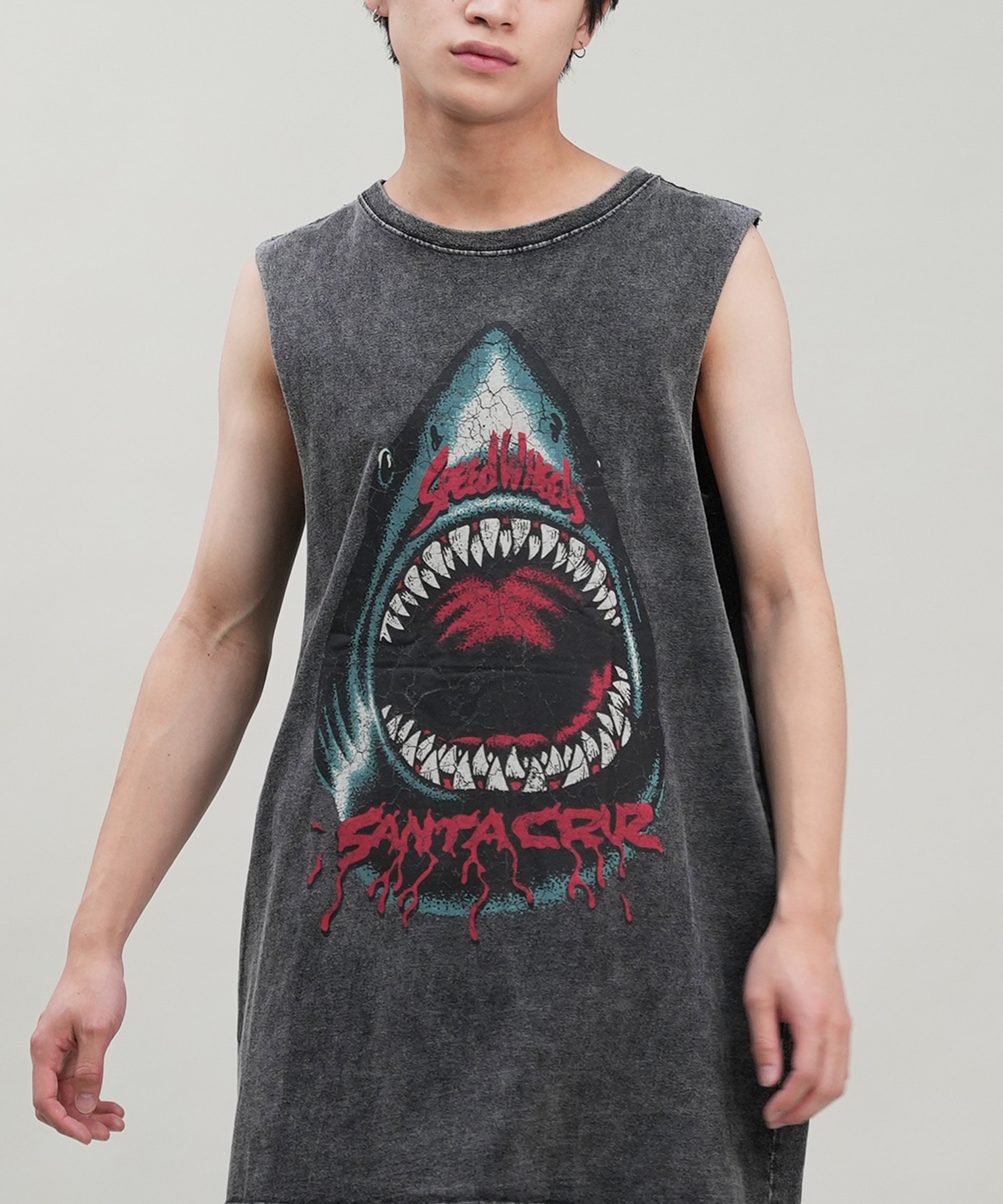 SANTACRUZ サンタクルーズ タンクトップ メンズ バックプリント ピグメント Pigment Bleach Tank Top 502242407 ムラサキスポーツ限定(SHARK-M)