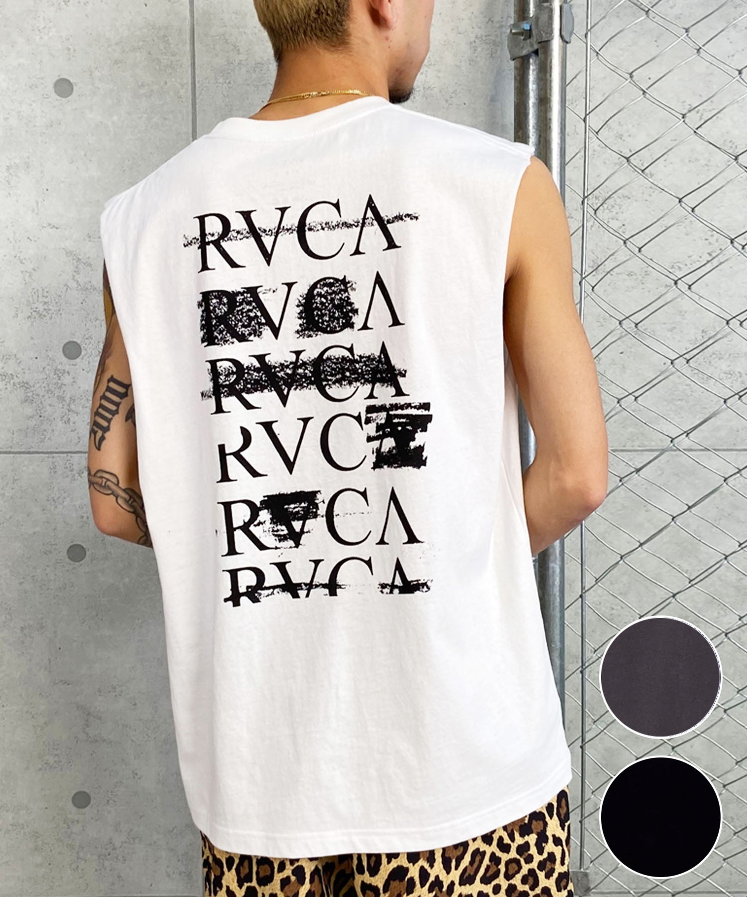 RVCA ルーカ タンクトップ カットオフ バックプリント オーバーサイズ BE04A-360(BLK-S)