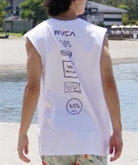 RVCA ルーカ メンズ タンクトップ カットオフ バックプリント オーバーサイズ BE04A-P35(WHT-S)