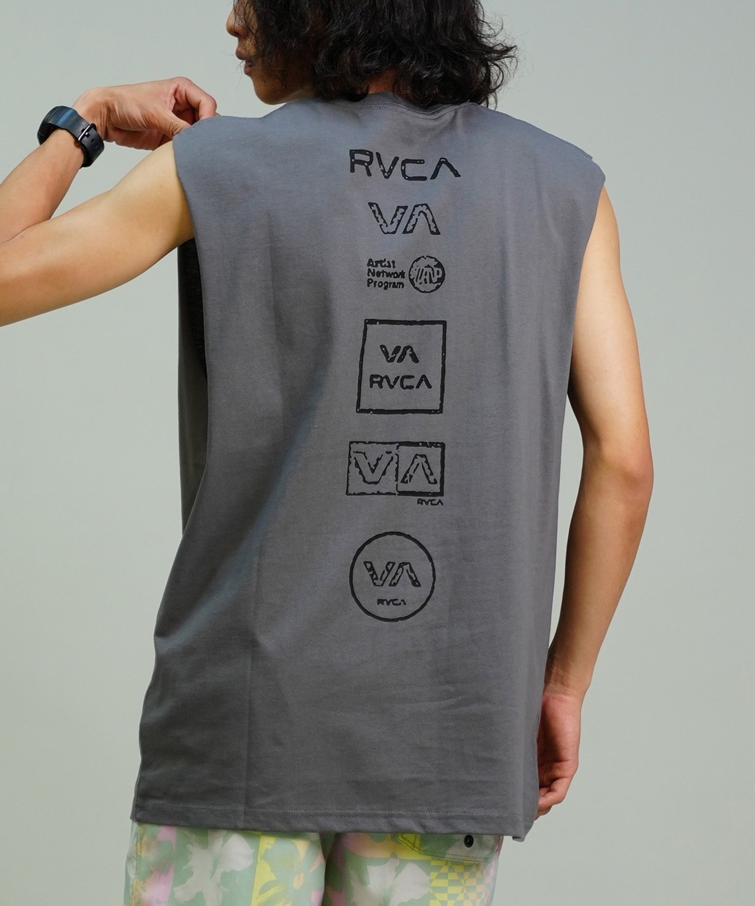 RVCA ルーカ メンズ タンクトップ カットオフ バックプリント オーバーサイズ BE04A-P35(SMK-S)