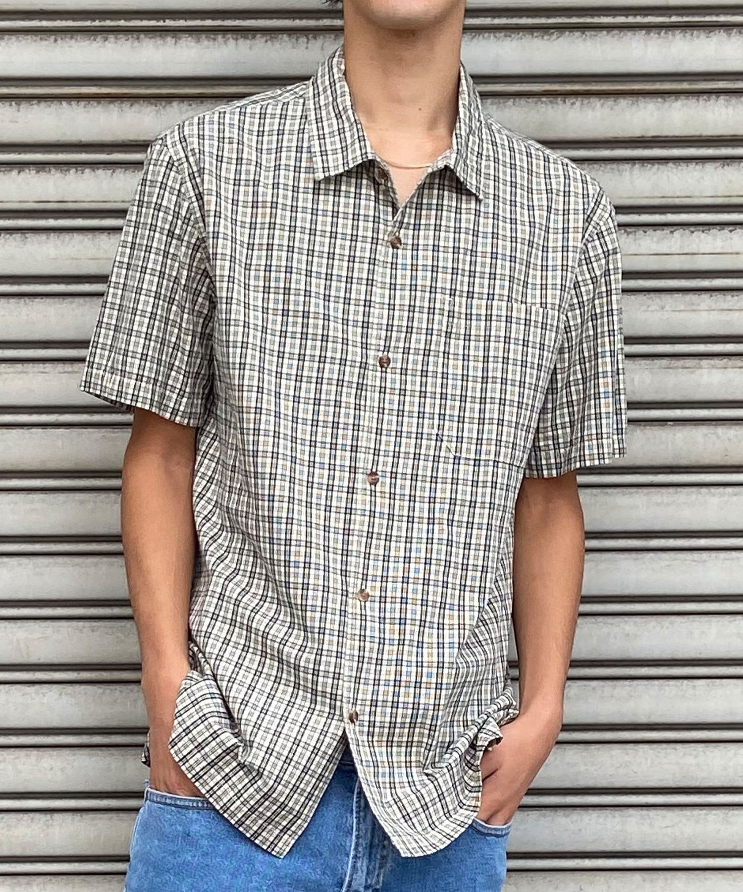 QUIKSILVER クイックシルバー メンズ 半袖 シャツ チェック柄 総柄 レギュラーフィット AQYWT03328(CJZ1-M)