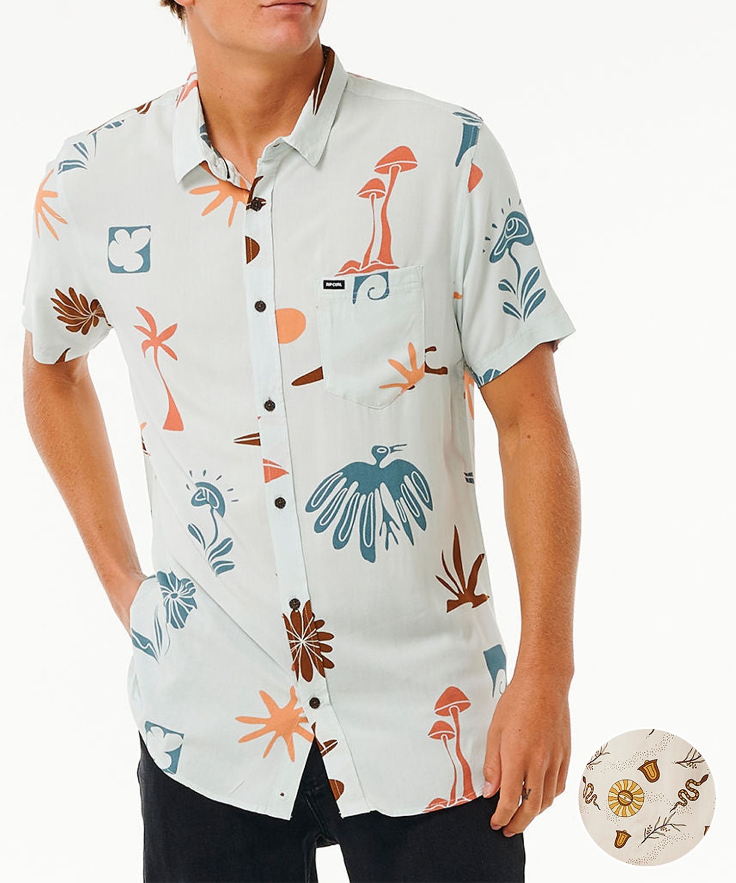 RIP CURL リップカール M PARTY PACK S S SHIRT メンズ 半袖シャツ 総柄 032MSH(BE-M)