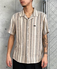 RVCA ルーカ 半袖 シャツ メンズ オープンカラー ストライプ SATELLITE STRIPE SS BE04A-142(ANW-S)