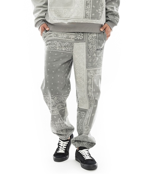 RVCA/ルーカ PATCHWORK BANDANA SWEAT PANTS メンズ スウェットパンツ ペイズリー柄 防風 撥水 セットアップ対応 BD042-743