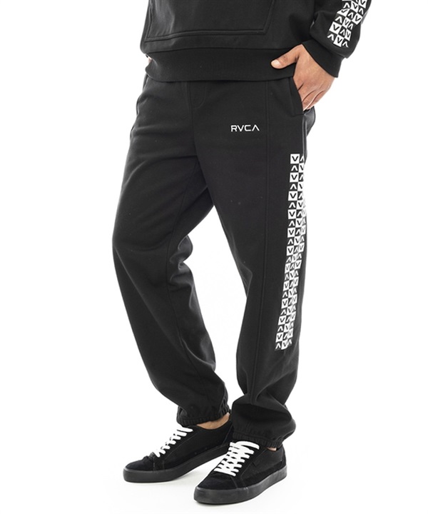 RVCA/ルーカ CHECKER SWEAT PANTS メンズ スウェットパンツ チェッカーフラッグ柄 市松模様 防風 撥水 セットアップ対応 BD042-747